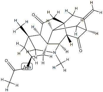 2α-アセトキシ-21-メチル-6,21-セコヘチサン-6,13-ジオン 化学構造式
