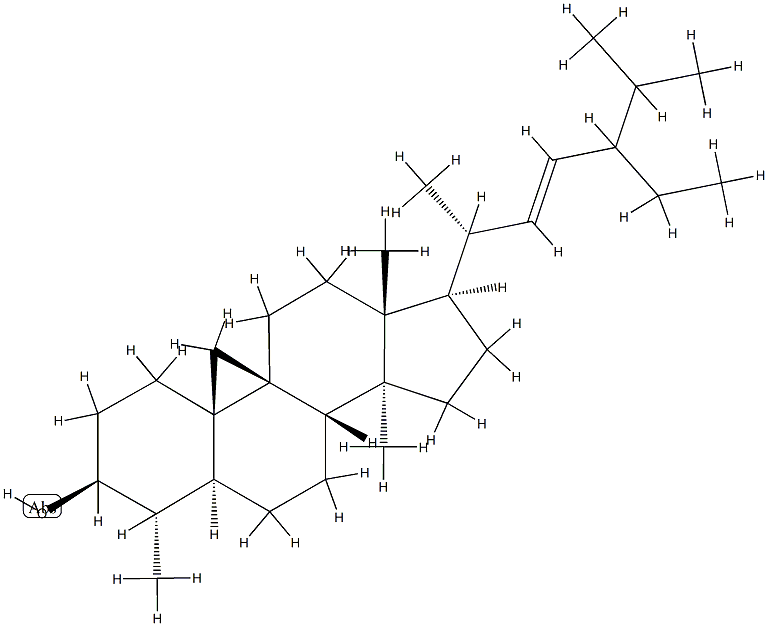 (22E,24ξ)-4α,14α-Dimethyl-9β,19-cyclo-5α-stigmast-22-en-3β-ol Struktur