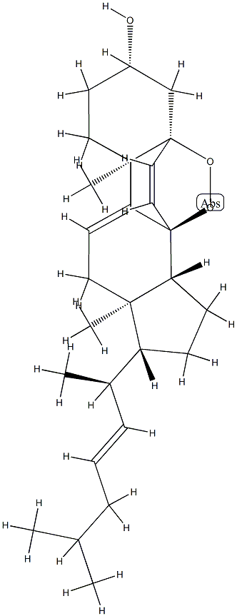 (22E)-5α,8α-エピジオキシ-5α-コレスタ-6,9(11),22-トリエン-3β-オール 化学構造式