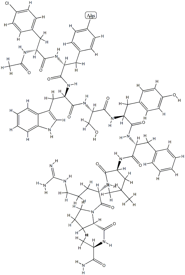 LHRH,(N)-Ac-(4-Cl-Phe)(1)-(4-Cl-Phe)(2)-Trp(3)-Phe(6)-AlaNH2(10)- Struktur