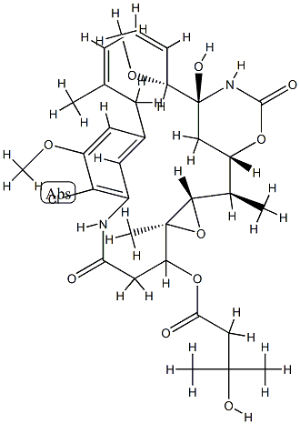 Maytansine, O3-de2-(acetylmethylamino)-1-oxopropyl-22-demethyl-O3-(3-hydroxy-3-methyl-1-oxobutyl)- Structure