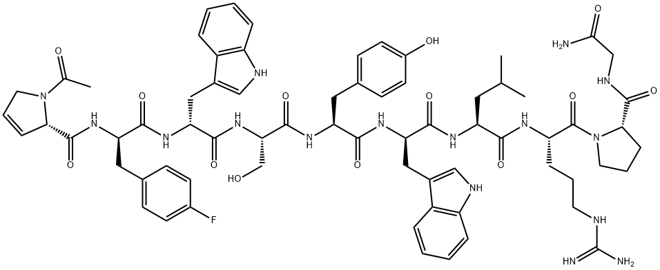 ACETYL-(3,4-DEHYDRO-PRO1,4-FLUORO-D-PHE2,D-TRP3·6)-LHRH, 78708-43-7, 结构式