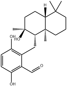 2-[[(1S,4aR)-Decahydro-2β-hydroxy-2,5,5,8aα-tetramethylnaphthalen-1-yl]methyl]-3,6-dihydroxybenzaldehyde Struktur