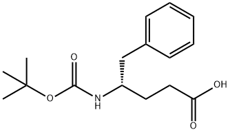 (S)-4-(tert-ブトキシカルボニルアミノ)-5-フェニルペンタン酸 化学構造式