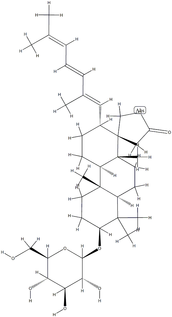 (17E,22E)-3β-(β-D-グルコピラノシルオキシ)-30-ヒドロキシ-16,17-セコ-5α-ダンマラ-17(20),22,24-トリエン-16-酸γ-ラクトン 化学構造式