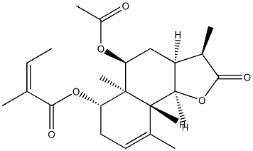 (Z)-2-Methyl-2-butenoic acid [(3R)-5α-acetoxy-2,3,3aβ,4,5,5a,6,7,9aα,9bβ-decahydro-3α,5aα,9-trimethyl-2-oxonaphtho[1,2-b]furan-6β-yl] ester Structure