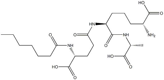N-[(6R)-6-カルボキシ-N2-[N-(1-オキソヘプチル)-D-γ-グルタミル]-L-リシル]-D-アラニン 化学構造式