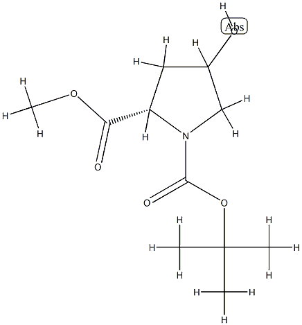 (2S)-1-叔丁基2-甲基4-羟基吡咯烷-1,2-二甲酸酯,796095-60-8,结构式