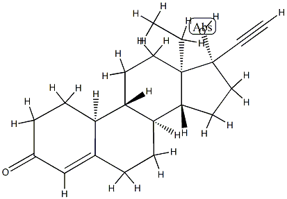 (8α,9β,10α,13α,14β)-13-エチル-17-ヒドロキシ-18,19-ジノルプレグナ-4-エン-20-イン-3-オン 化学構造式