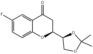 (1’S,2S)-2-[(1’,2’-O-Isopropylidene)dihydroxyethyl]-6-fluorochroman-4-one Structure