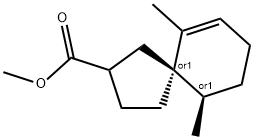 Spiro[4.5]dec-6-ene-2-carboxylic acid, 6,10-dimethyl-, methyl ester, (5R,10R)-rel- (9CI) Structure