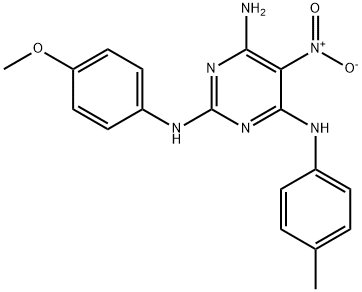 N~2~-(4-methoxyphenyl)-N~4~-(4-methylphenyl)-5-nitropyrimidine-2,4,6-triamine,799829-72-4,结构式