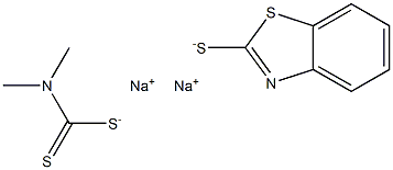 Sodium dimethyldithiocarbamate with 2(3H)-benzothiazolethione Struktur
