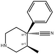 Isonipecotonitrile, 3-methyl-4-phenyl-, stereoisomer (8CI) Struktur