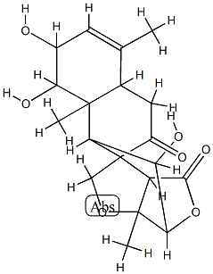 7,7a,10,11,11a,11b-ヘキサヒドロ-1,10,11-トリヒドロキシ-8,11a,14-トリメチル-2H-5a,2,5-(メタノキシメテノ)ナフト[1,2-d]オキセピン-4,6(1H,5H)-ジオン 化学構造式