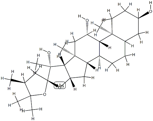 (22R,24S)-22,25-エポキシ-24-メチル-3α,11β,20β-フロスタントリオール 化学構造式