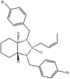 (1R,2R)-(-)-[N,N'-Bis(4-bromobenzyl)-1,2-cyclohexanediamino][(2Z)-2-buten-1-yl]chlorosilane, min. 98% Structure