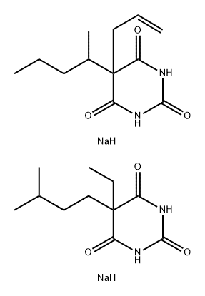 2,4,6(1H,3H,5H)-Pyrimidinetrione, 5-ethyl-5-(3-methylbutyl)-, monosodi um salt, mixt. with 5-(1-methylbutyl)-5-(2-propenyl)-2,4,6(1H,3H,5H)-p yrimidinetrione monosodium salt Struktur