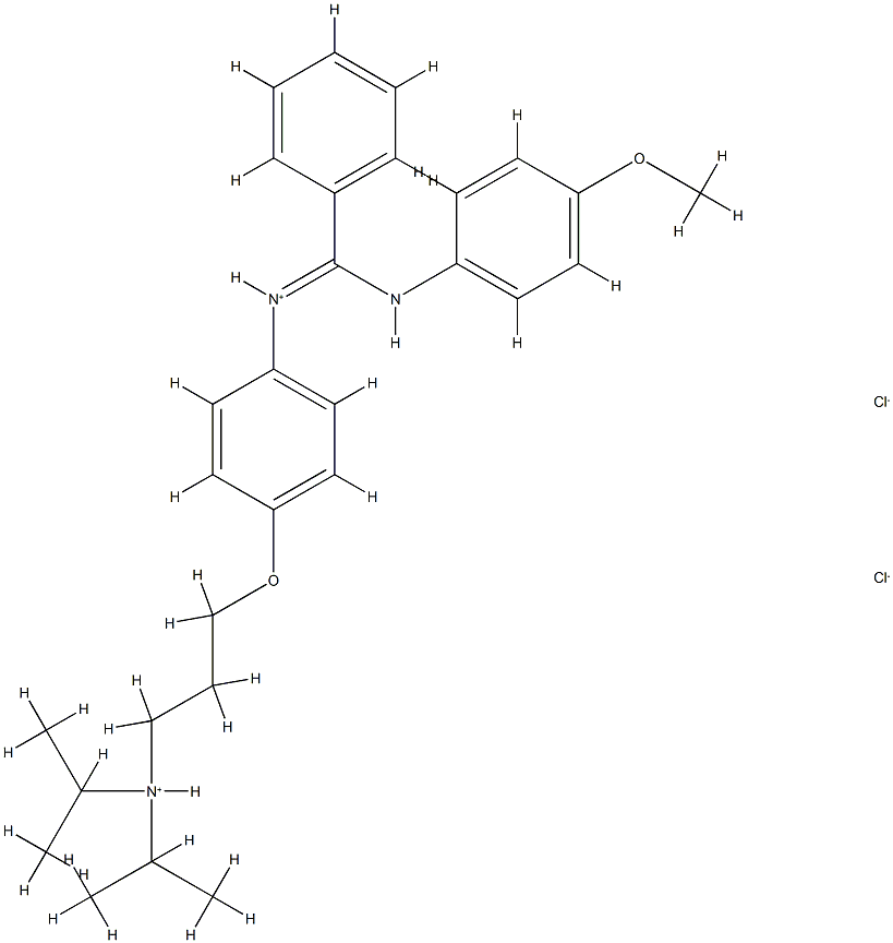 3-[4-[[(4-methoxyphenyl)amino]-phenyl-methylidene]azaniumylphenoxy]pro pyl-dipropan-2-yl-azanium dichloride Structure