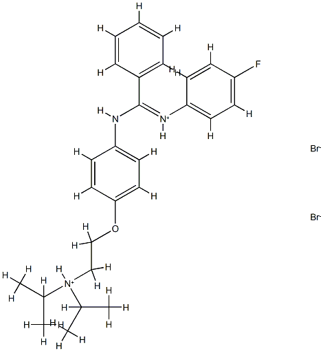 N-[4-[2-(ジイソプロピルアミノ)エトキシ]フェニル]-N′-(4-フルオロフェニル)ベンズアミジン・2臭化水素酸塩 化学構造式
