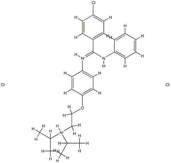 2-[4-[anilino-(4-chlorophenyl)methylidene]azaniumylphenoxy]ethyl-dipro pan-2-yl-azanium dichloride Structure