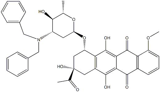5,12-Naphthacenedione, 8-acetyl-10-((3-(bis(phenylmethyl)amino)-2,3,6- trideoxy-alpha-L-arabino-hexopyranosyl)oxy)-7,8,9,10-tetrahydro-6,8,11 -trihydroxy-1-methoxy-, (8S-cis)-|