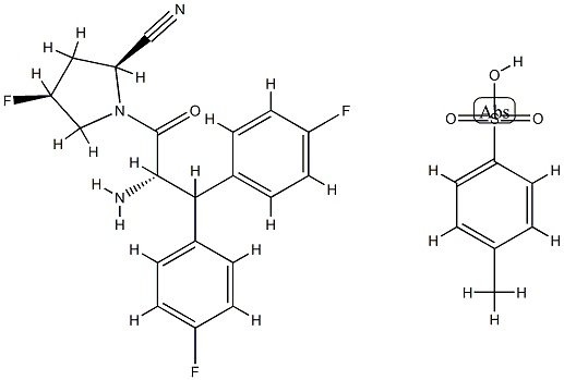 2-Pyrrolidinecarbonitrile, 1-[(2S)-2-aMino-3,3-bis(4-fluorophenyl)-1-oxopropyl]-4-fluoro-, (2S,4S)-, 4-Methylbenzenesulfonate (1:1) Structure