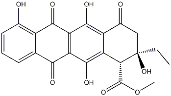 (1R)-2β-エチル-1,2,3,4,6,11-ヘキサヒドロ-2α,5,7,12-テトラヒドロキシ-4,6,11-トリオキソ-1β-ナフタセンカルボン酸メチル 化学構造式