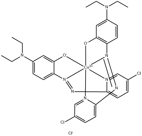 塩化ビス[2-(5-クロロ-2-ピリジルアゾ)-5-ジエチルアミノフェノラート]コバルト(III) 化学構造式