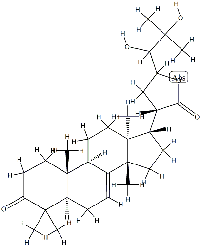 (13α,14β,17α,20S)-23,24,25-Trihydroxy-3-oxo-5α-lanost-7-en-21-oic acid γ-lactone Structure