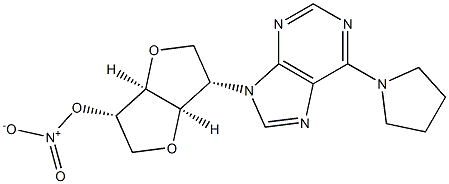 5-(6-Pyrrolidinopurin-9-yl)-5-desoxy-1.4:3.6-dianhydro-L-iditol 2-nitr ate 结构式