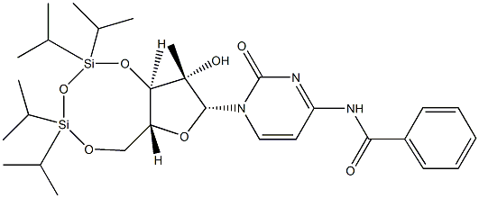 BenzaMide, N-[1,2-dihydro-1-[2-C-Methyl-3,5-O-[1,1,3,3-tetrakis(1-Methylethyl)-1,3-disiloxanediyl]-β-D-arabinofuranosyl]-2-oxo-4-pyriMidinyl]- Struktur