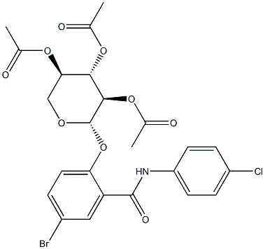 5-Bromosalicyl-4'-chloroanilide O-beta-D-xylopyranoside triacetate Structure