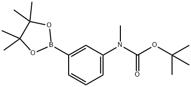 甲基(3-(4,4,5,5-四甲基-1,3,2-二氧杂硼杂环戊烷-2-基)苯基)氨基甲酸叔丁酯, 817618-57-8, 结构式