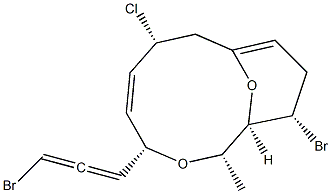 (1R,2S,4S,5E,7R,12S)-12-ブロモ-4-[(R)-3-ブロモ-1,2-プロパジエニル]-7-クロロ-2-メチル-3,13-ジオキサビシクロ[7.3.1]トリデカ-5,9-ジエン 化学構造式