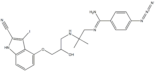 1-(4-azidobenzimidyl)-3,3-dimethyl-6-hydroxy-7-(2-cyano-3-iodoindol-4-yloxy)-1,4-diazaheptane|