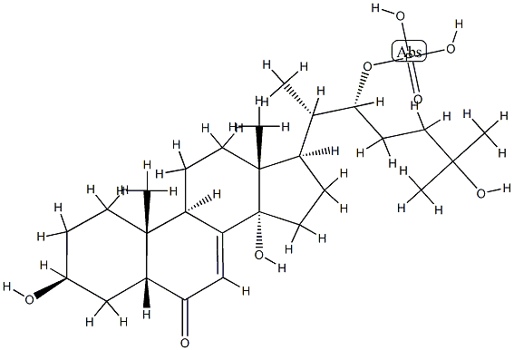 (22R)-3β,14,25-トリヒドロキシ-22-(ホスホノオキシ)-5β-コレスタ-7-エン-6-オン 化学構造式