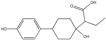 α-エチル-1-ヒドロキシ-4-(4-ヒドロキシフェニル)シクロヘキサン酢酸 化学構造式