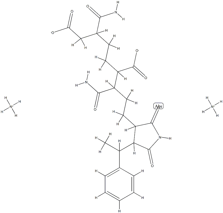 diazanium 5-carbamoyl-2-[1-carbamoyl-3-[2,5-dioxo-4-(1-phenylethyl)pyrrolidin-3-yl]propyl]heptanedioate Structure