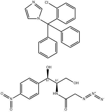 Acetamide, 2-azido-N-(2-hydroxy-1-(hydroxymethyl)-2-(4-nitrophenyl)eth yl)-, (R-(R*,R*))-, mixt. with 1-((2-chlorophenyl)diphenylmethyl)-1H-i midazole Struktur