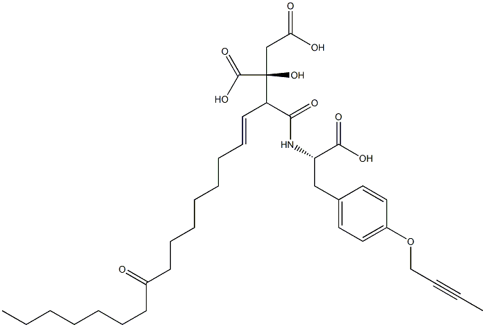 D-erythro-Pentonic acid, 5-[[(1S)-2-[4-(2-butyn-1-yloxy)phenyl]-1-carboxyethyl]aMino]-3-C-carboxy-2,4,5-trideoxy-5-C-oxo-4-[(1E)-9-oxo-1-hexadecen-1-yl]- Struktur