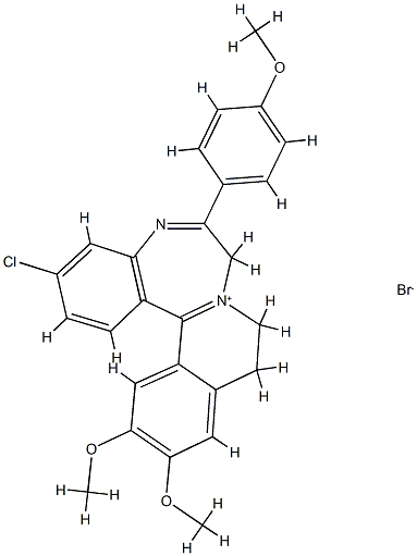 7H-ISOQUINO(2,1-d)(1,4)BENZODIAZEPIN-8-IUM, 9,10-DIHYDRO-3-CHLORO-12,1 3-DIMETHOX Structure