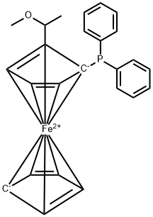 (-)-(R)-1-[(S)-2-(二苯基膦)二茂铁基]乙基甲基醚 结构式
