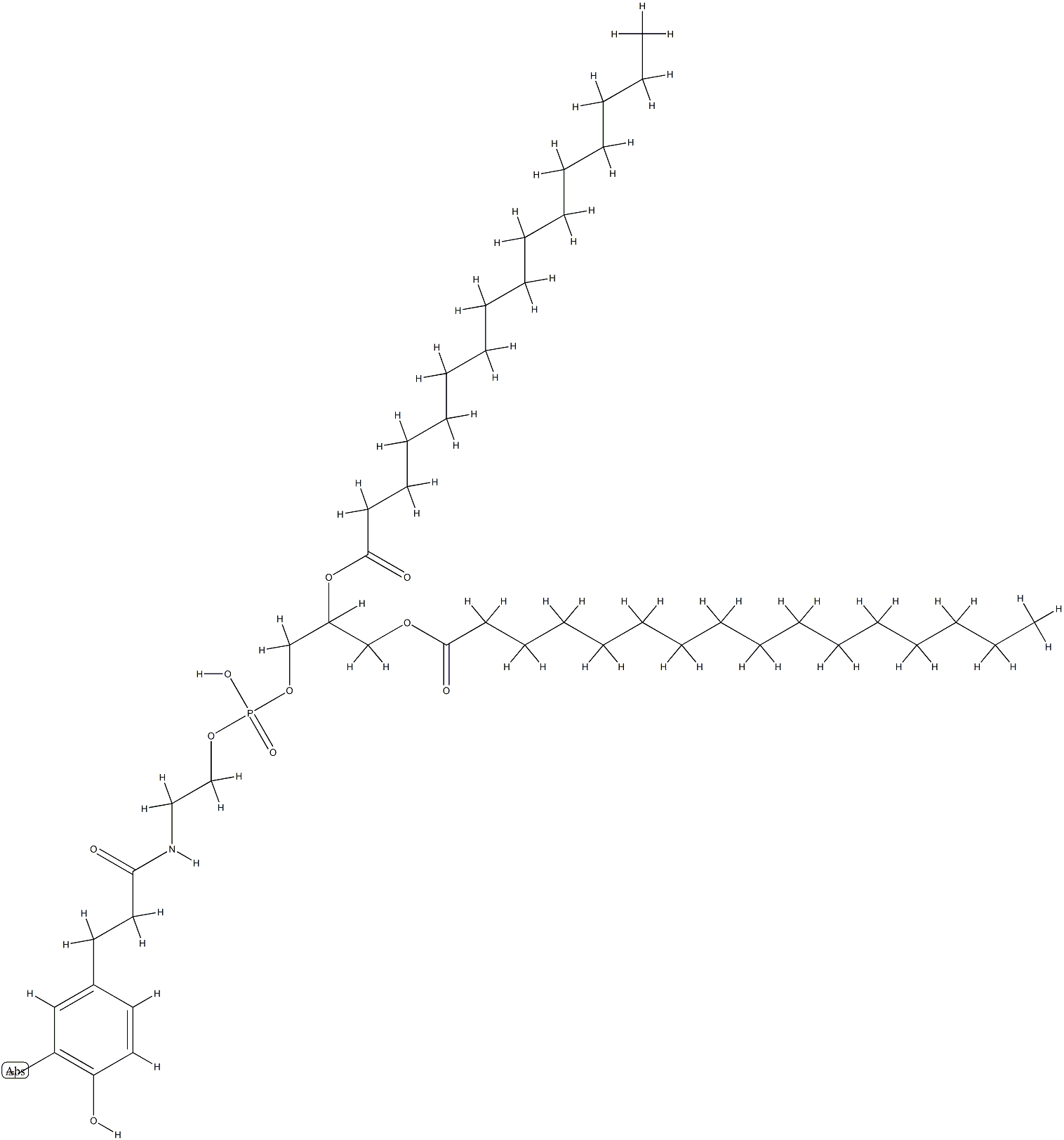 N-(3-(3-iodo-4-hydroxybenzyl)propionyl)-1,2-dipalmitoylphosphatidylethanolamine 结构式