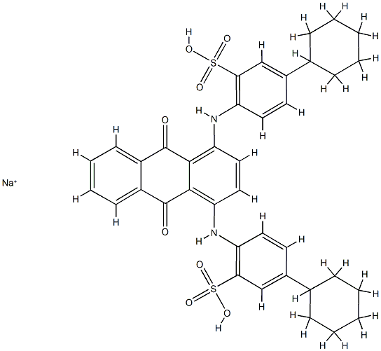 2,2'-[(9,10-dihydro-9,10-dioxo-1,4-anthrylene)diimino]bis[5-cyclohexylbenzenesulphonic] acid, sodium salt Structure