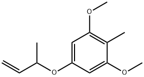 Benzene, 1,?3-?dimethoxy-?2-?methyl-?5-?[(1-?methyl-?2-?propen-?1-?yl)?oxy]?- Struktur