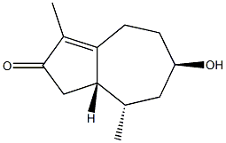 (6R)-4,5,6,7,8,8aβ-ヘキサヒドロ-6β-ヒドロキシ-3,8α-ジメチルアズレン-2(1H)-オン 化学構造式