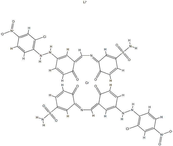 lithium bis[3-[[5-[(2-chloro-4-nitrophenyl)azo]-2-hydroxybenzylidene]amino]-4-hydroxybenzenesulphonamidato(2-)]chromate(1-) Struktur