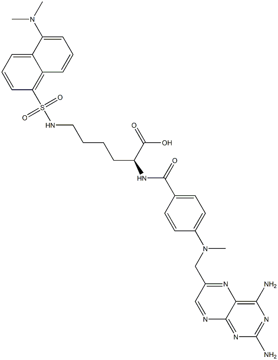 N(alpha)-(4-amino-4-deoxy-N(10)-methylpteroyl)-N-(epsilon)-(5-(N,N-dimethylamino)-1-naphthalenesulfonyl)lysine Structure