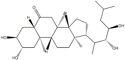 (22R,23R)-2α,3α,22,23-テトラヒドロキシ-5α-コレスタン-6-オン 化学構造式